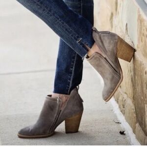 Jeffrey Campbell Gray Rosalee Taupe Suede Ankle Booties